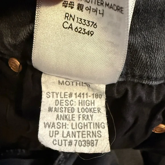 MOTHER Denim High Waist Looker Ankle Fray Lighting Up Lanterns Size 27